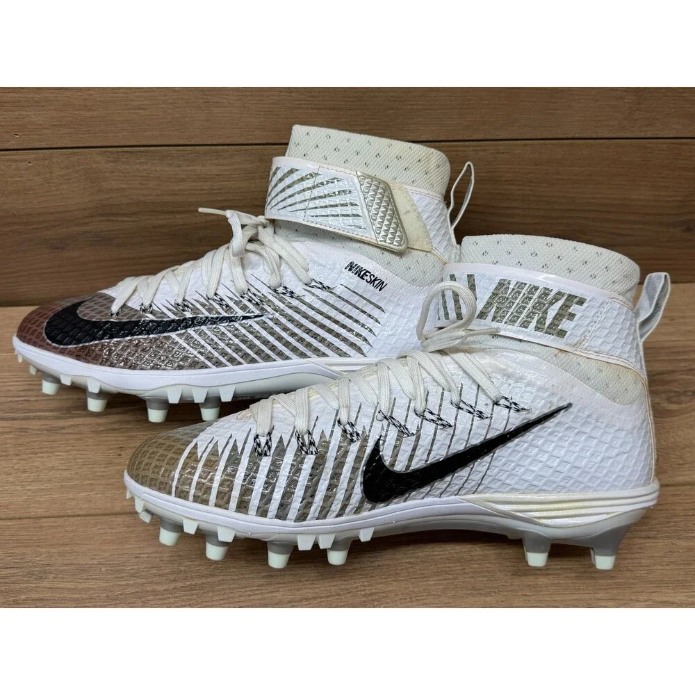 Nike Lunarbeast Elite TD Football Cleats Men's Size 9 White Silver 779422-100